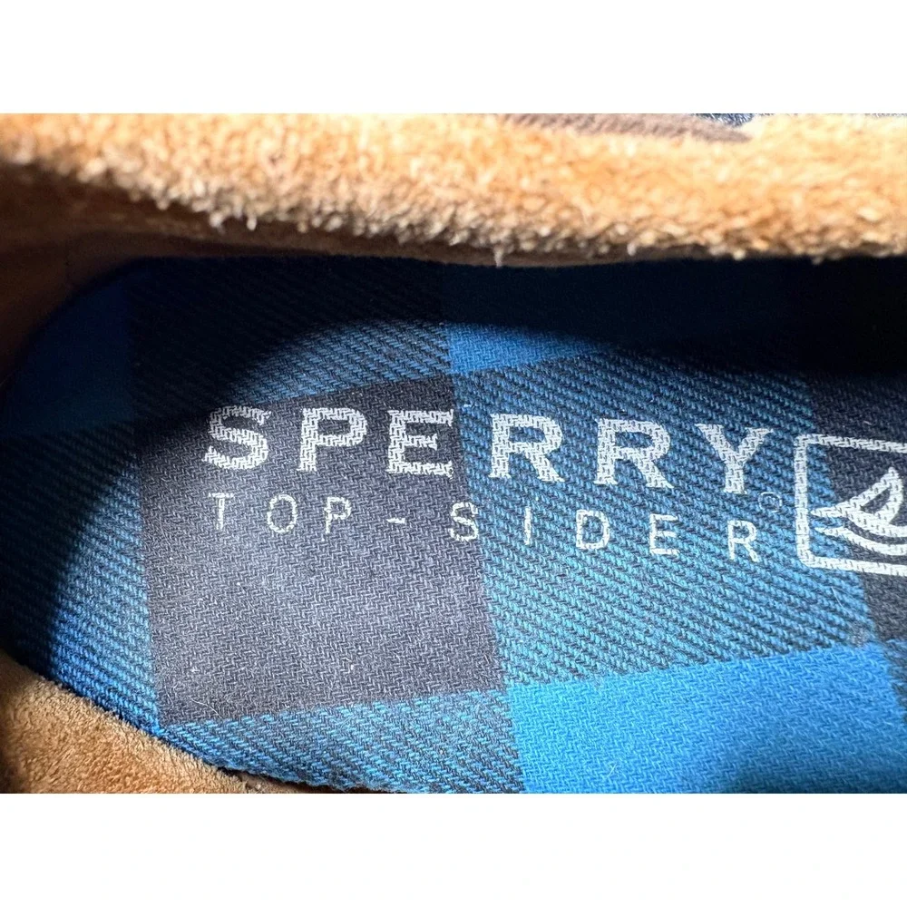 Sperry Top-Sider Mens 9M Tan Suede Boat Shoes Loafers STS11596 Plaid Lining